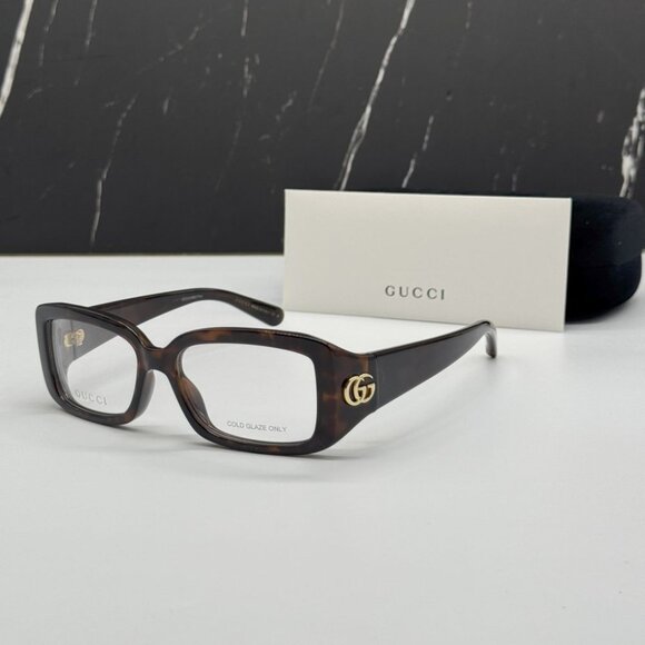 NEW GG1406O 002 GUCCI HAVANA SQUARE WOMEN GUCCI EYEGLASSES - Picture 1 of 11